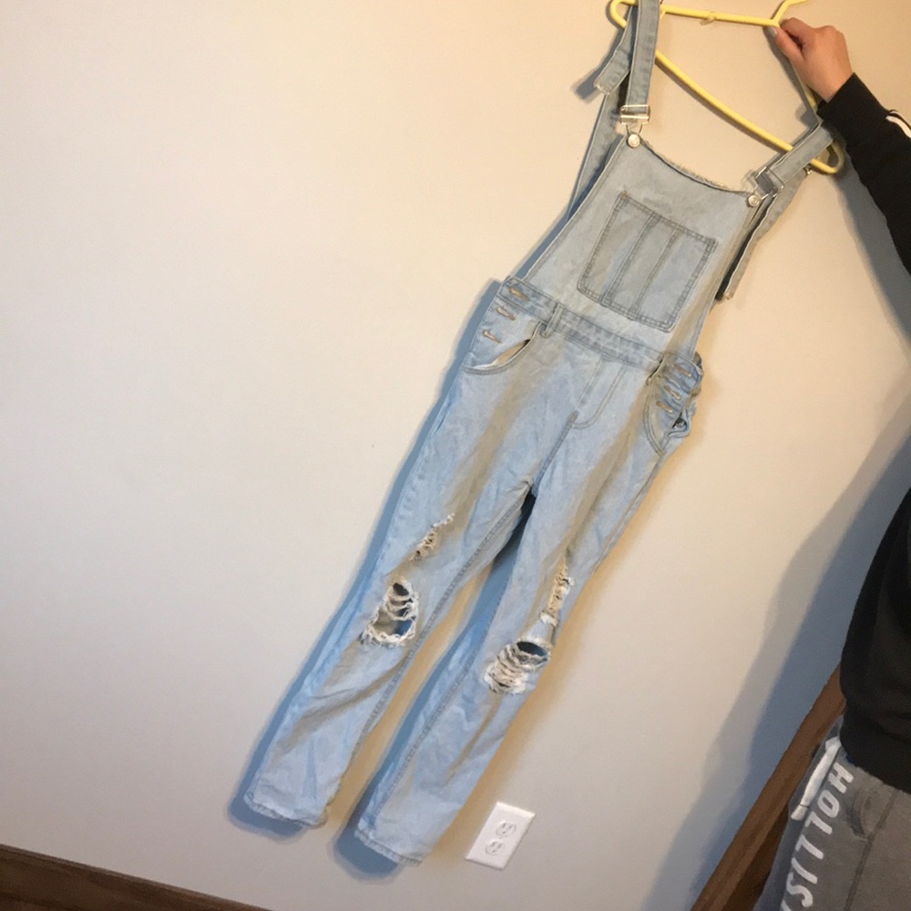Distressed overalls